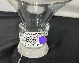 M52 - $65. Unsigned Steuben Glass Bouquet Vase. Measures 9.75" wide x 6.5" tall. 