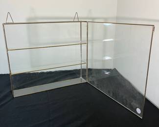 M51 - $45. Vintage Glass & Brass Collectors Display Case. Measures 14" wide x 3" x 13.5" tall. 
