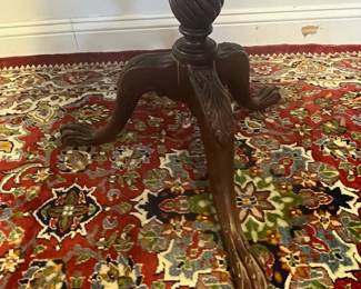 M5 - $65. 3 Tier Pie Crust Table. Measures 24" wide x 41.5" tall. Wood between tables 2 & 3 has a significant crack and needs repair. 