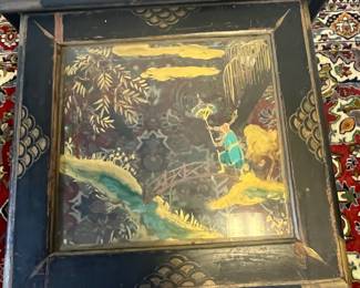 M2 - $125. Set of 3 Antique Nesting Tables. Largest measures 15" wide x 11.5" deep x 22.25" tall. The glass in the smallest table is heavily cracked. Tables are antique and wiggly. 