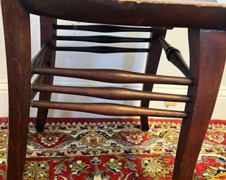 M22 - $35. Queen Anne Style Chair. Measures 17" x 18" x 39" tall. Beautiful Inlay! Has been (poorly) repaired. 