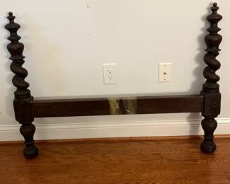 M106 - $175 PAIR of Twin Size Antique Barley Twist Bed Frames. Headboards measures 43.75" wide x 45" tall. Space between posts is 36". I only have 1 set of side rails - so you will have to replace one set. This is for 2 BEDS!