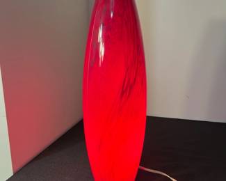 M126 - $35. Red Table Lamp. Measures 6" x 18.25" tall. 