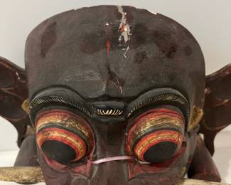 K30 - $40. Bali, Indonesia Hand Carved Mask. Balinese Barong. Moveable Jaw & Ears. 