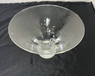 M52 - $65. Unsigned Steuben Glass Bouquet Vase. Measures 9.75" wide x 6.5" tall. 