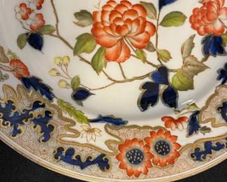 M145 - $60. 5 pieces. 1889 George Jones "Kio" Plates. Gold paint along the edges shows wear. 