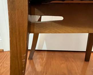 K81 - $150 PAIR MCM Ladder Back Chairs. Measures 18" wide x 17" deep x 41" tall. Both are structurally sturdy and in very good vintage condition!