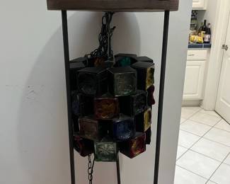 K44 - $500. Vintage Felipe Delfinger Modernist Brutalist Light Fixture. (This stand was made to turn it into a floor lamp but it is not original and can be removed.)