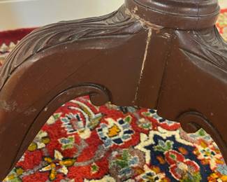 M5 - $65. 3 Tier Pie Crust Table. Measures 24" wide x 41.5" tall. Wood between tables 2 & 3 has a significant crack and needs repair. 