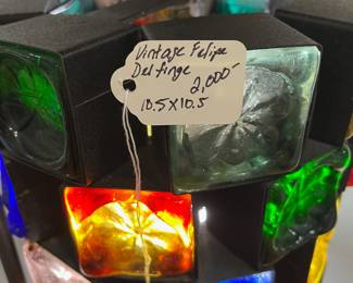 K44 - $500. Vintage Felipe Delfinger Modernist Brutalist Light Fixture. (This stand was made to turn it into a floor lamp but it is not original and can be removed.)