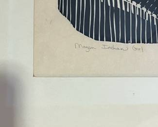 K79 - $40. Framed Print Titled. "Magan Indian Girl 3/4"  Measures 16.75" x 17.75". 