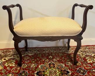 M26 - $150. Vintage Window Bench. Sturdy wooden frame - upholstery is in very good overall condition. Measures 32" x 17" x 28" tall. 