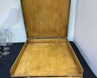 M49 -$60.  Wooden Painted Box with hinged lid. Measures 19" wide x 23" tall x 3" deep. Campbell Art Co. 