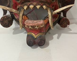 K30 - $40. Bali, Indonesia Hand Carved Mask. Balinese Barong. Moveable Jaw & Ears. 
