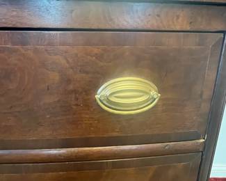 M1 - $175. 3 Drawer Antique Chest. Measures 37" wide x 20.5" deep x 37" tall. Drawers are a little "sticky" and there are some imperfections with the veneer. Custom cut glass has protected the top! Hand cut dovetails drawers. 