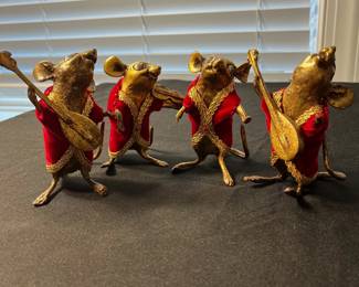 M122 - $40. Set of 4 wooden mice - painted to look metal. 
