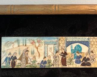 K26 - $50. Vintage Persian Painting on Bone. Measures 7.5" x 4.5". 