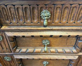 M47 - $375. Antique 5 drawer chest of drawers. Solid wood. Measures 41.5" wide x 20.25" deep x 36" tall. All drawers slide relatively easily. 