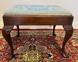 M6 - $40. Sturdy Ottoman Fallon & Hellen Furniture of Baltimore Frame. Hickory Chair Company Ottoman with Needlepoint top. Measures 22" x 18" x 17" tall. 