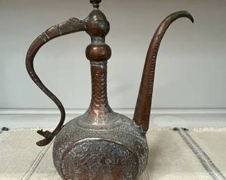 K51 - $65. Middle Eastern / Islamic Ewer. Measures 11.5" wide x 14.5" tall. 