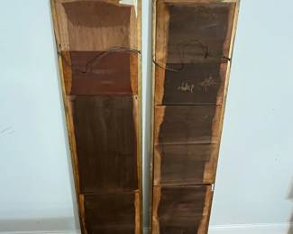 M109 - $300 PAIR. Antique Wooden Framed Gold Gilt Trumeau Mirror PAIR. Each measures 16" wide x 66" tall. Overall very good antique condition!