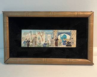 K26 - $50. Vintage Persian Painting on Bone. Measures 7.5" x 4.5". 