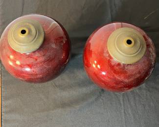 M81 - $150 Each. Akasuke Ginbari Pigeon Blood Cloisonne - they're the same size but have different designs in them. One is a dragon and one is floral. They could be turned into lamps or used as vases!