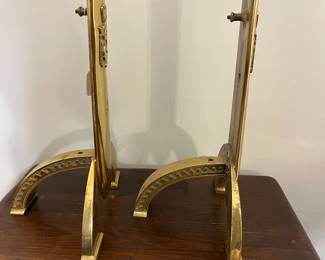 M141 - $500 "Fisher" Crest Brass Andirons. 