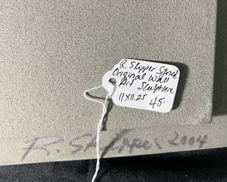 M63 - $45. R. Skipper Signed Original Wall Art Sculpture with frog. Measures 11" x 11.25". 