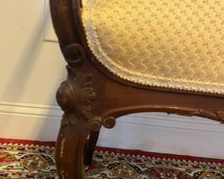 M26 - $150. Vintage Window Bench. Sturdy wooden frame - upholstery is in very good overall condition. Measures 32" x 17" x 28" tall. 