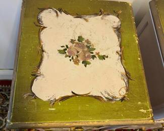 M46 - $125 PAIR. Painted wooden 3 drawer cabinets - drawers slide easily. Measures 11" x 12" deep x 31.25" tall. 