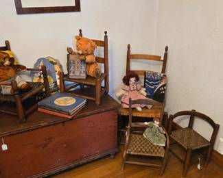 Antique blanket chest 
Antique children's chairs
Vintage Smokey Bear