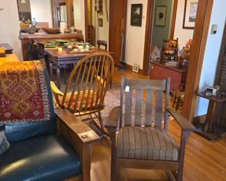 Stickley Revival Morris chair
Antique mission rocker