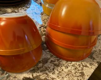 Vintage Pyrex Flameglo Mixing Bowls Set of 5