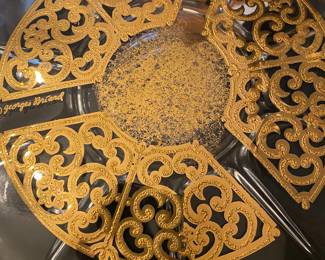 Mid Century Georges Briard Gold Footed Cake Pedestal