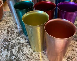 Mid Century Westbend Alum. Ribbed Drinking Glasses 