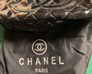 Chanel Paris Quilted Patent Leather Front Row Crumpled Clutch Bag with Dust Bag. 
