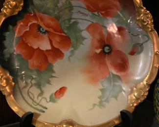 Antique Hand Painted  Poppies Gold Ornate Limoges France