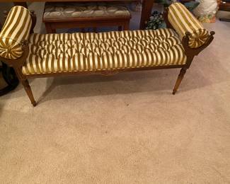 Vintage French Tufted Velvet Bench
