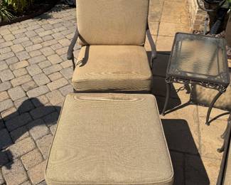 Brown Jordan Patio Lounge Chair & Ottoman w/ Cushions and Brown Jordan Plexiglass Top Patio Side Table - 1 of 2 - Detail (Chair and Ottoman sold as a set. Side Table sold separately.)