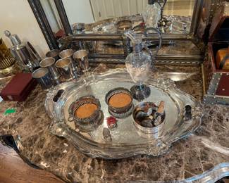 Silver plated Serving Tray & Barware
