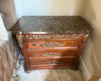 Jeffco Faux Marble Top Bedside Chest - 1 of 2