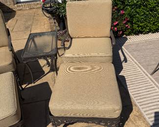 Brown Jordan Patio Lounge Chair & Ottoman w/ Cushions and Brown Jordan Plexiglass Top Patio Side Table - 2 of 2 - Detail (Chair and Ottoman sold as a set. Side Table sold separately.)