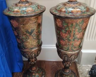 Large Decorative Urns Pair 