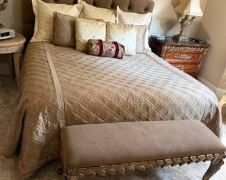 King Size Quilted Bedspread, Pillow Shams and Throw Pillows