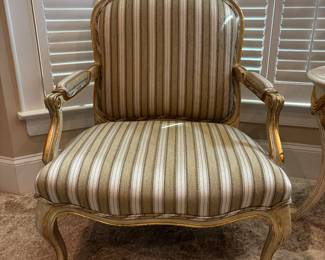 Traditional Imports Striped Bergere Armchair — One of Two