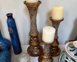Bronze Colored Candleholder Trio