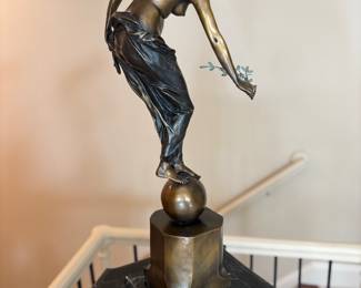 Bronze Statue on Marble Base by Ernst Wenck