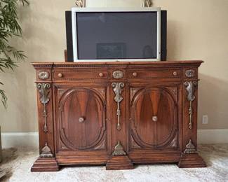 Francesco Molon for Giemme Built-in Media Credenza w/ Plasma Television -- TV raises up/down by remote.
