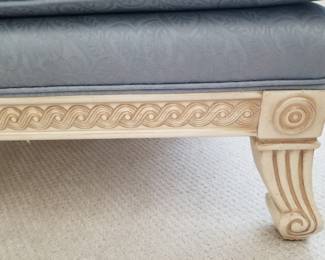 Light Blue Fabric Art Deco Armchair and Ottoman - Detail